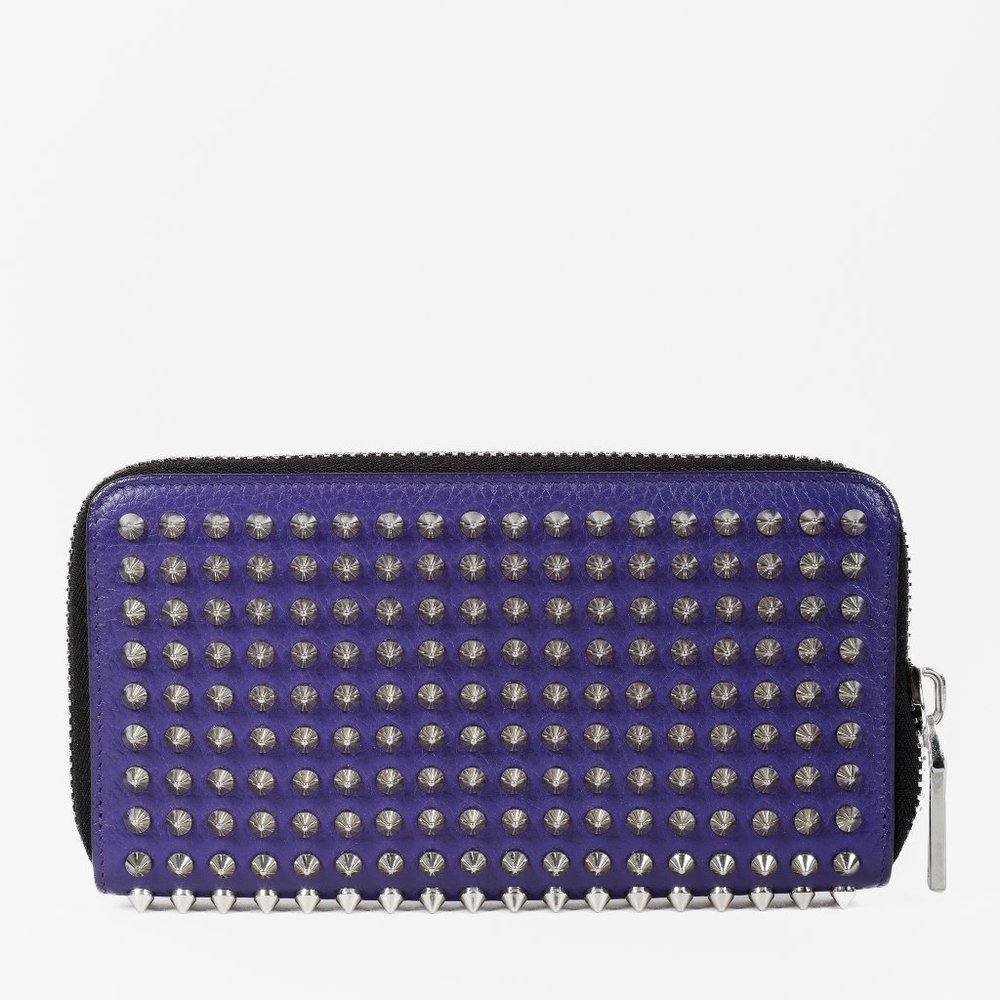*SOLD* Christian Louboutin Purple Calfskin Spiked Zip Wallet - Picture 4 of 9